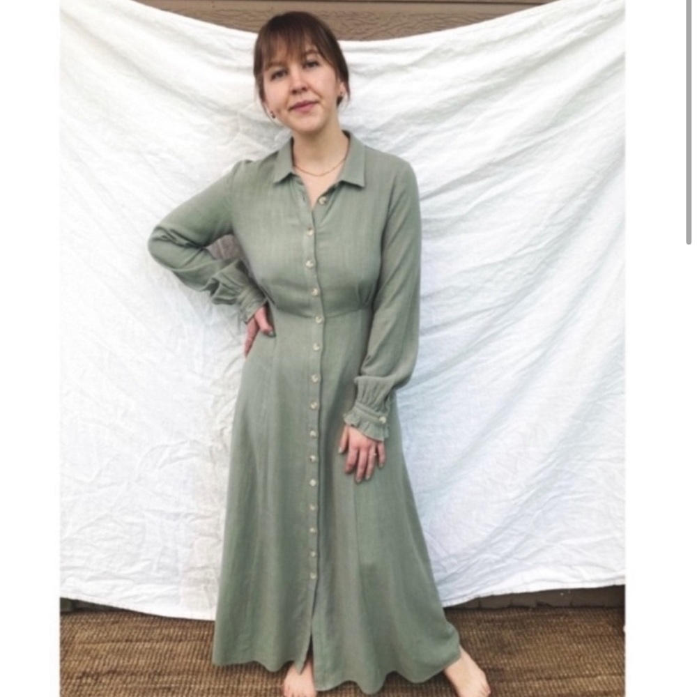 Boutique Linen Sage Maxi Dress